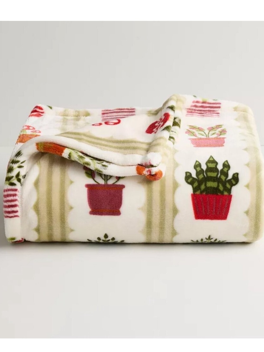 The Big One Oversized Plush Throw. Potted Plants Design. New